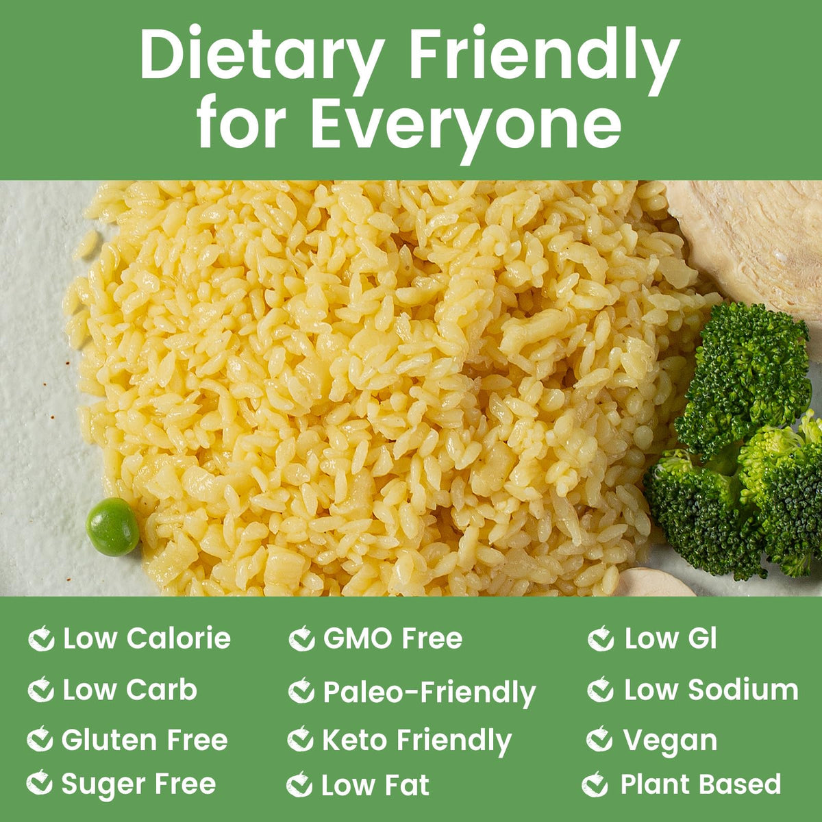 Stir-fry with Hethstia Konjac Rice demonstrates versatile, low-carb base.