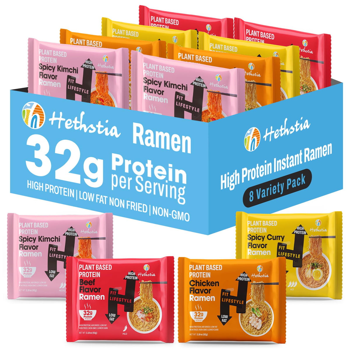 Hethstia ramen chicken flavor steaming bowl for a quick protein-packed meal