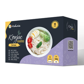 Hethstia Shirataki Noodle packaging highlights gluten-free, low-calorie option.