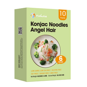 Hethstia Shirataki Noodles angel hair pack in a 10-pack case for convenient storage