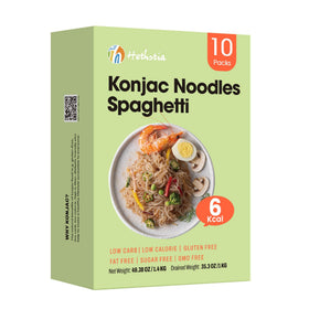 Hethstia Shirataki noodles packaging shows a convenient 10-pack for easy meal prep.