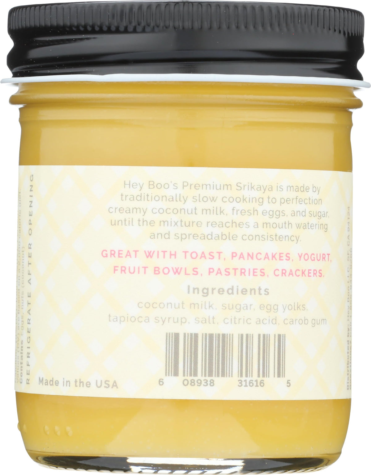 Hey Boo Premium Coconut Jam on toast, tropical sweetness for breakfast