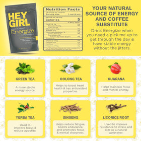 Hey Girl Energize Tea yerba mate oolong blend close-up for natural energy.