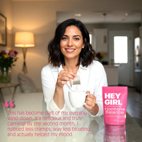 Hey Girl Tea brewed tea in cup showcasing calm, caffeine-free sip.