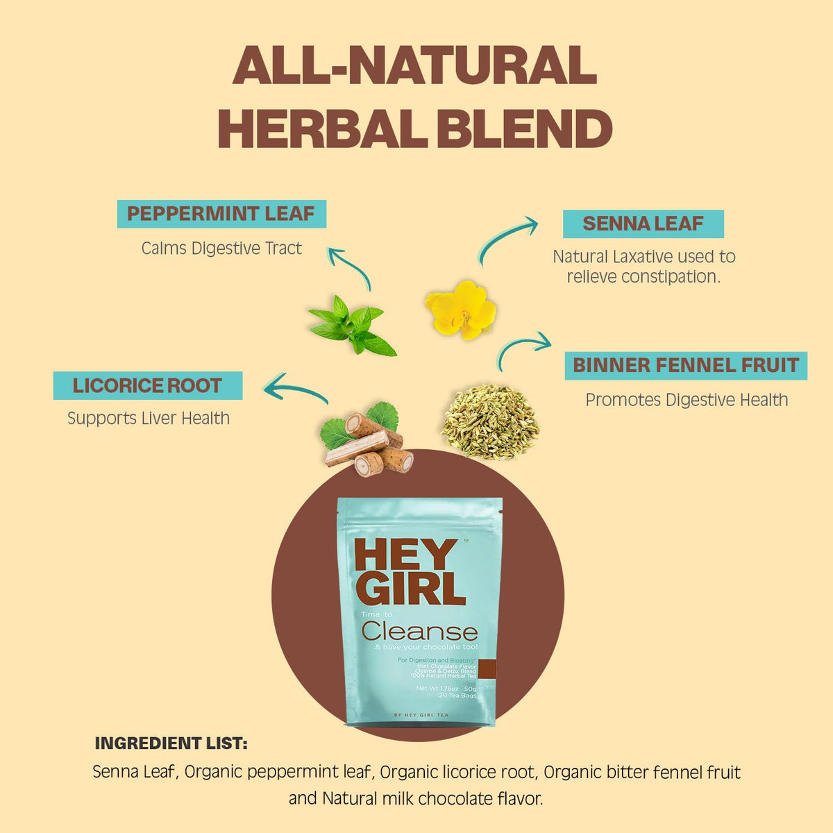 Hey Girl Tea Detox bottle pour for on-the-go cleanse moments.