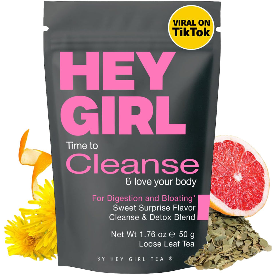 Hey Girl Tea Detox Tea packaging front, inviting daily cleanse routine.