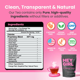 Hey Girl Tea Detox Tea steeped setup shows simple 5 to 10 minute preparation.