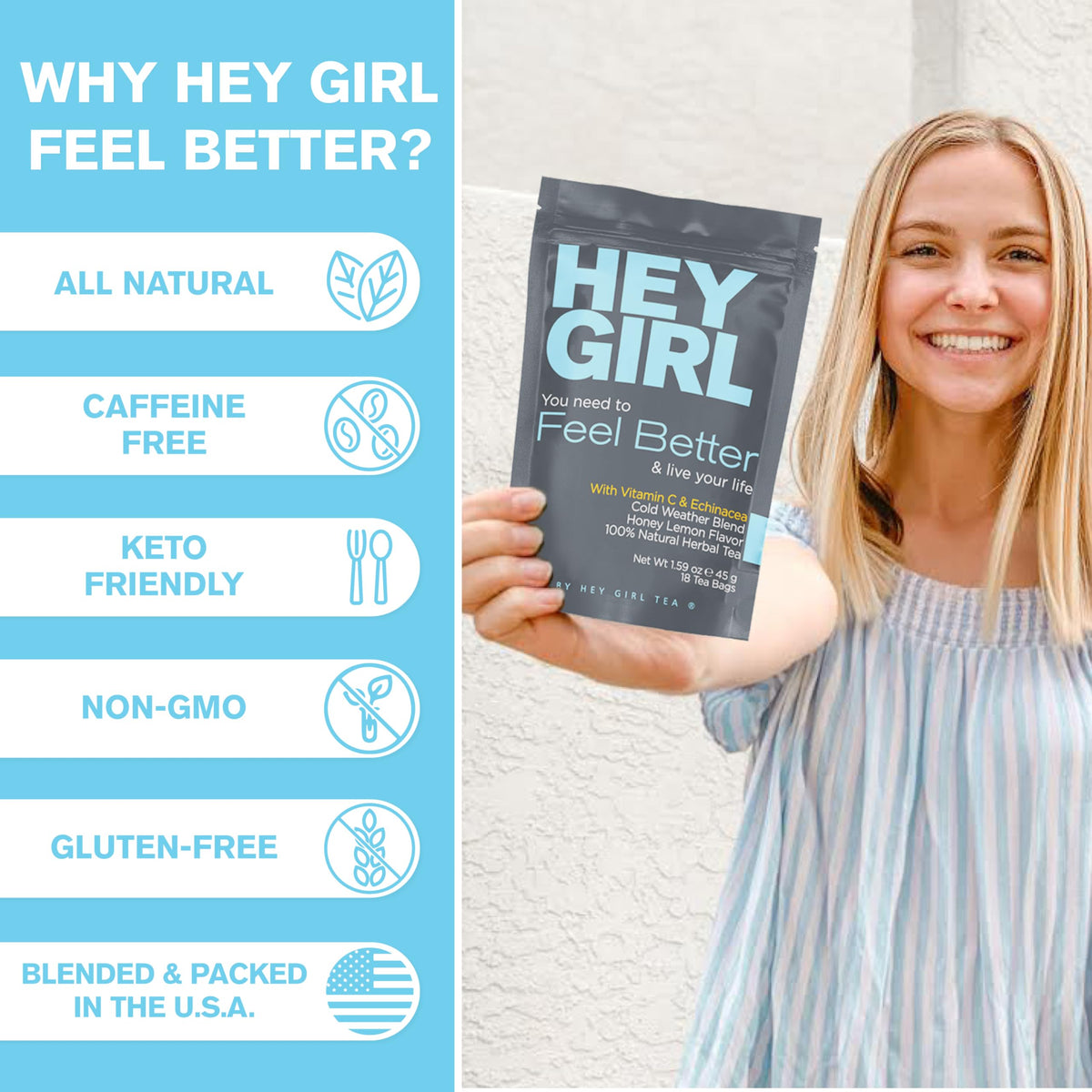 Hey Girl Tea honey lemon peel provides gentle sweetness and citrus notes.