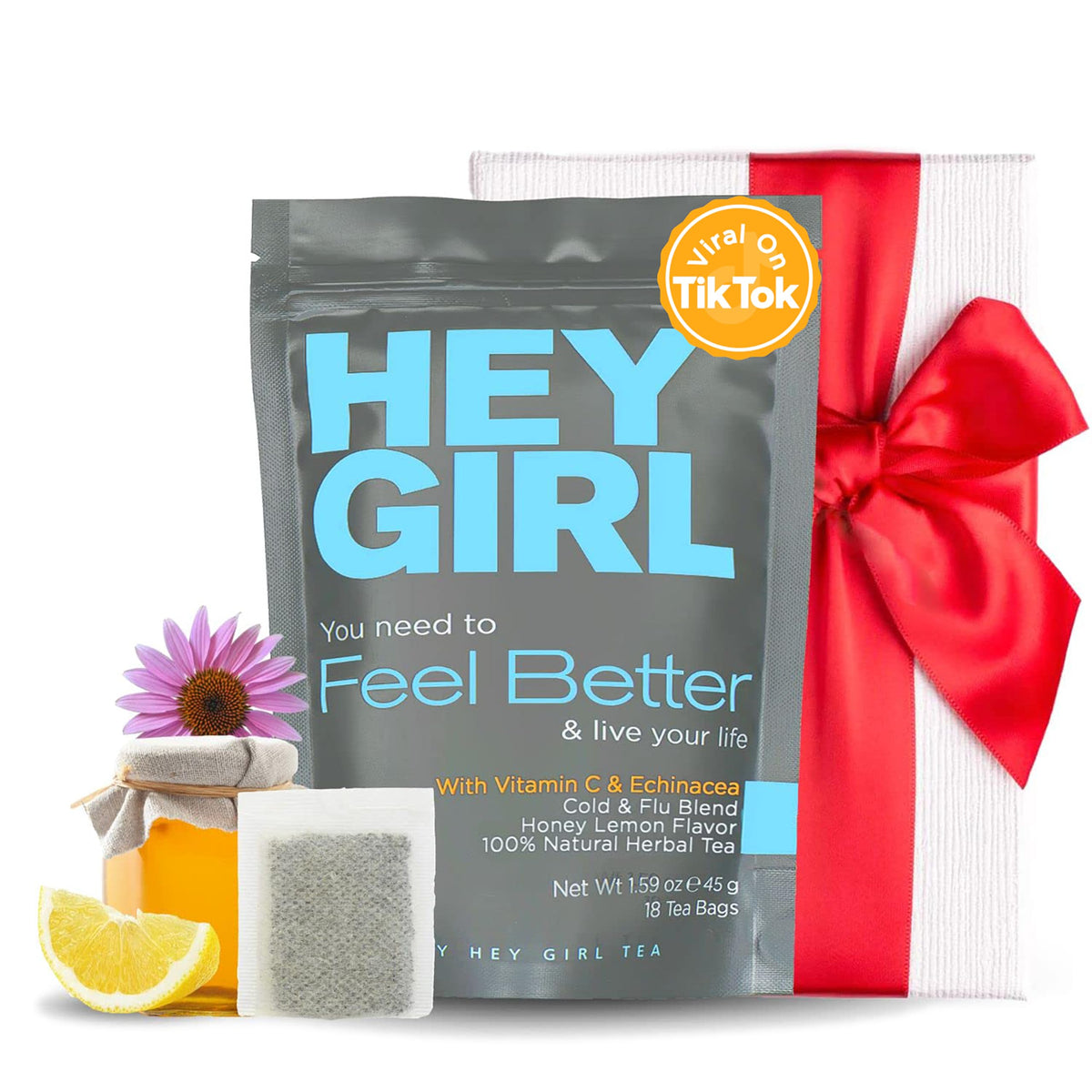 Hey Girl Tea immunity tea bags with elderberry for immune support during recovery.