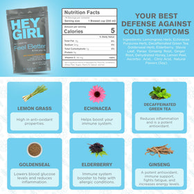 Hey Girl Tea ingredients lemongrass and ginger present a bright, warming flavor.