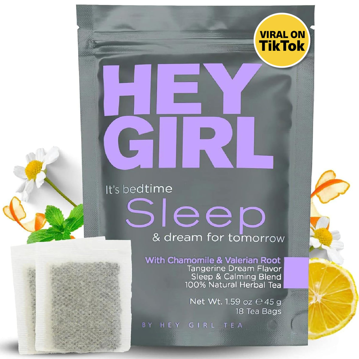 Hey Girl Tea Sleep Tea packaging showcases calming nighttime blend for easy gifting
