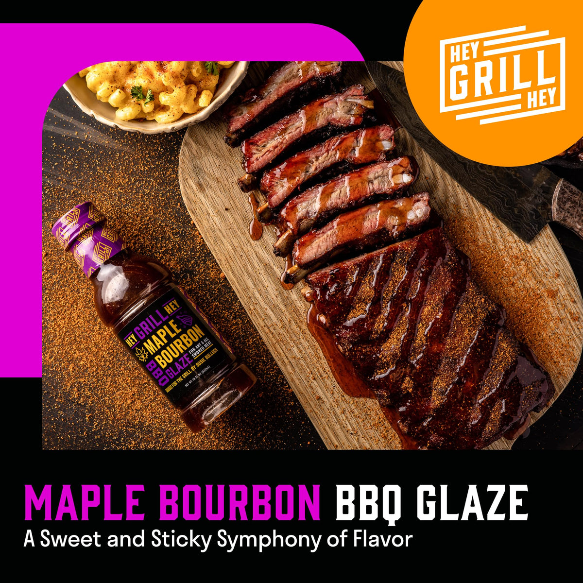 Hey Grill Hey glaze on ribs delivering a glossy caramelized finish
