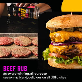Hey Grill Hey Beef Rub jar close-up showing clean ingredients
