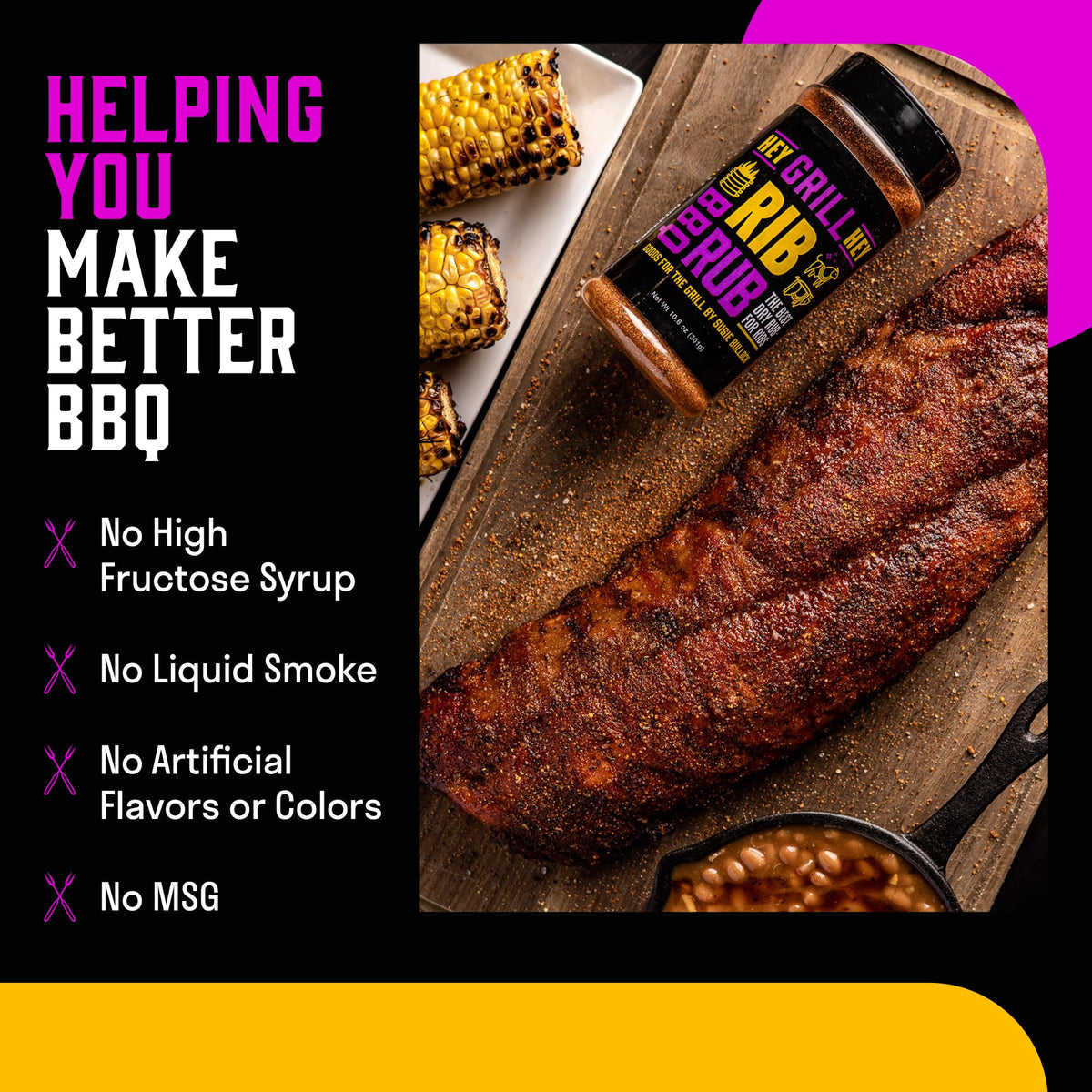 Hey Grill Hey Rib Rub showing brown sugar crystals for sweetness