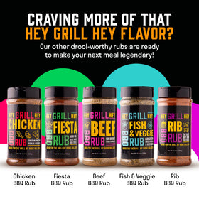 Hey Grill Hey Sweet Rub jar on display for premium BBQ seasoning