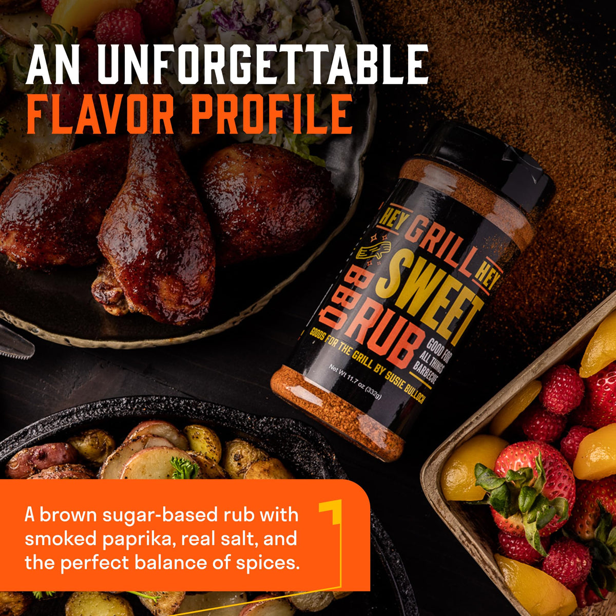 Hey Grill Hey Sweet Rub on salmon for balanced sweet smoky flavor