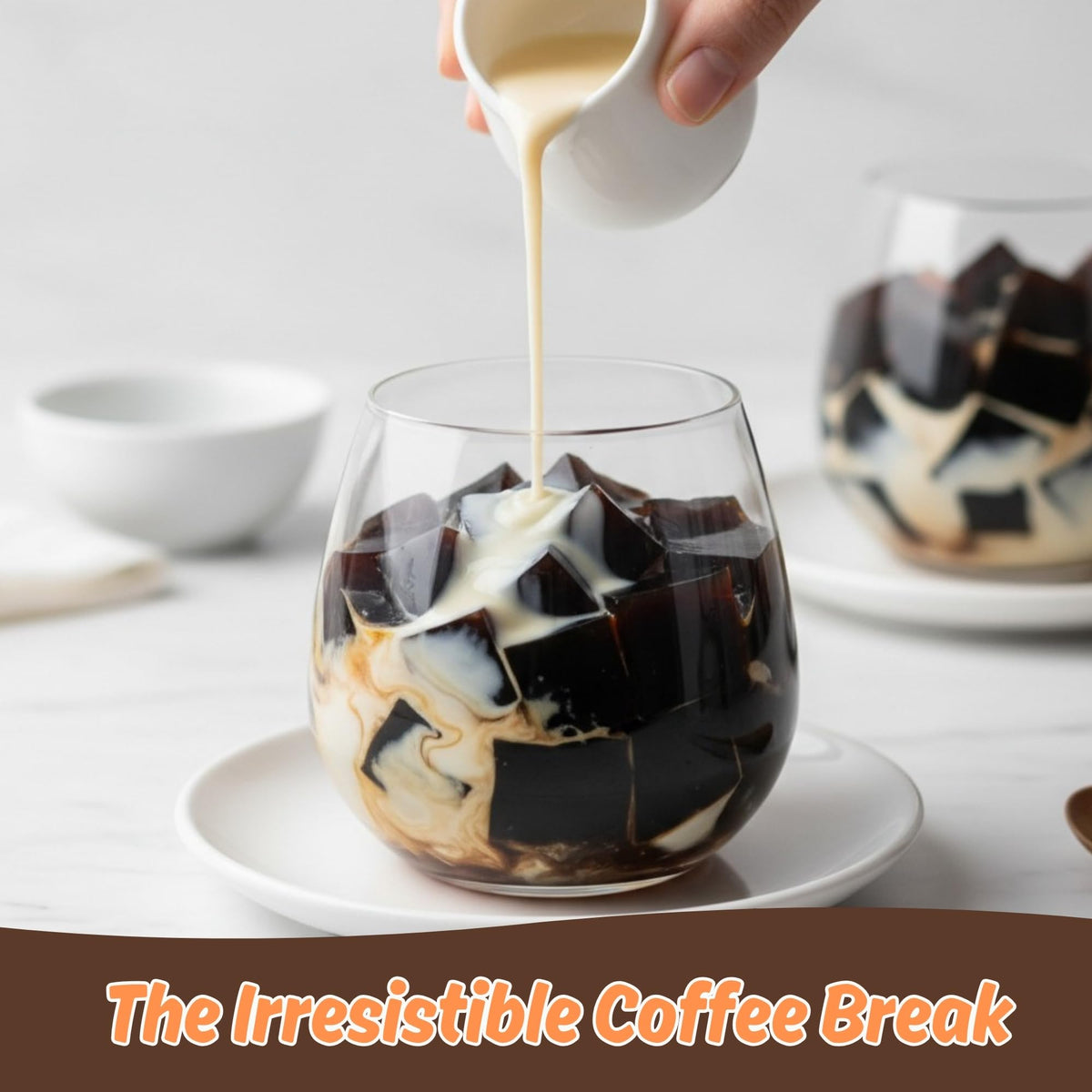 HeySweet Coffee Jelly cubes closeup texture highlights firm, satisfying konjac chew