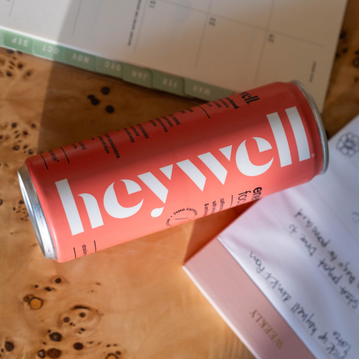 Heywell adaptogenic water with bubbles — sparkling refreshment during breaks.