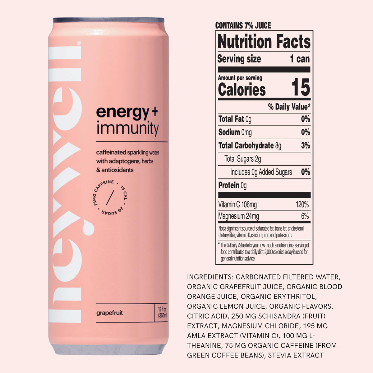 Heywell adaptogenic water strawberry-lemon bottle — bright flavor for daily wellness ritual.