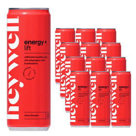 Heywell Sparkling Cherry Limeade bottle close-up for refreshing energy.