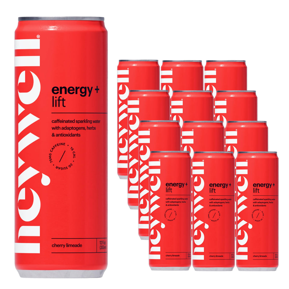 Heywell Sparkling Cherry Limeade bottle close-up for refreshing energy.