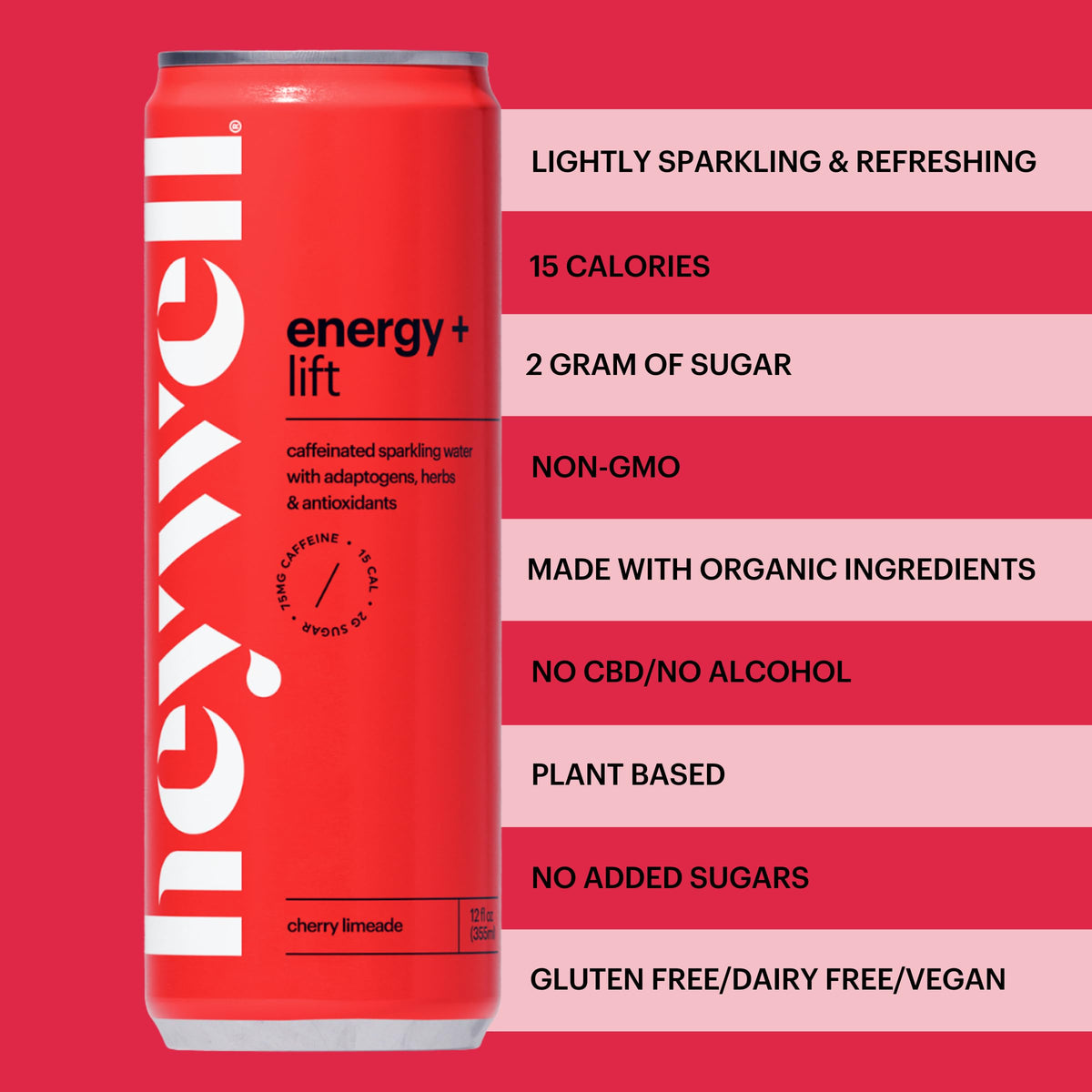 Heywell label close-up highlighting organic ingredients for clean energy.