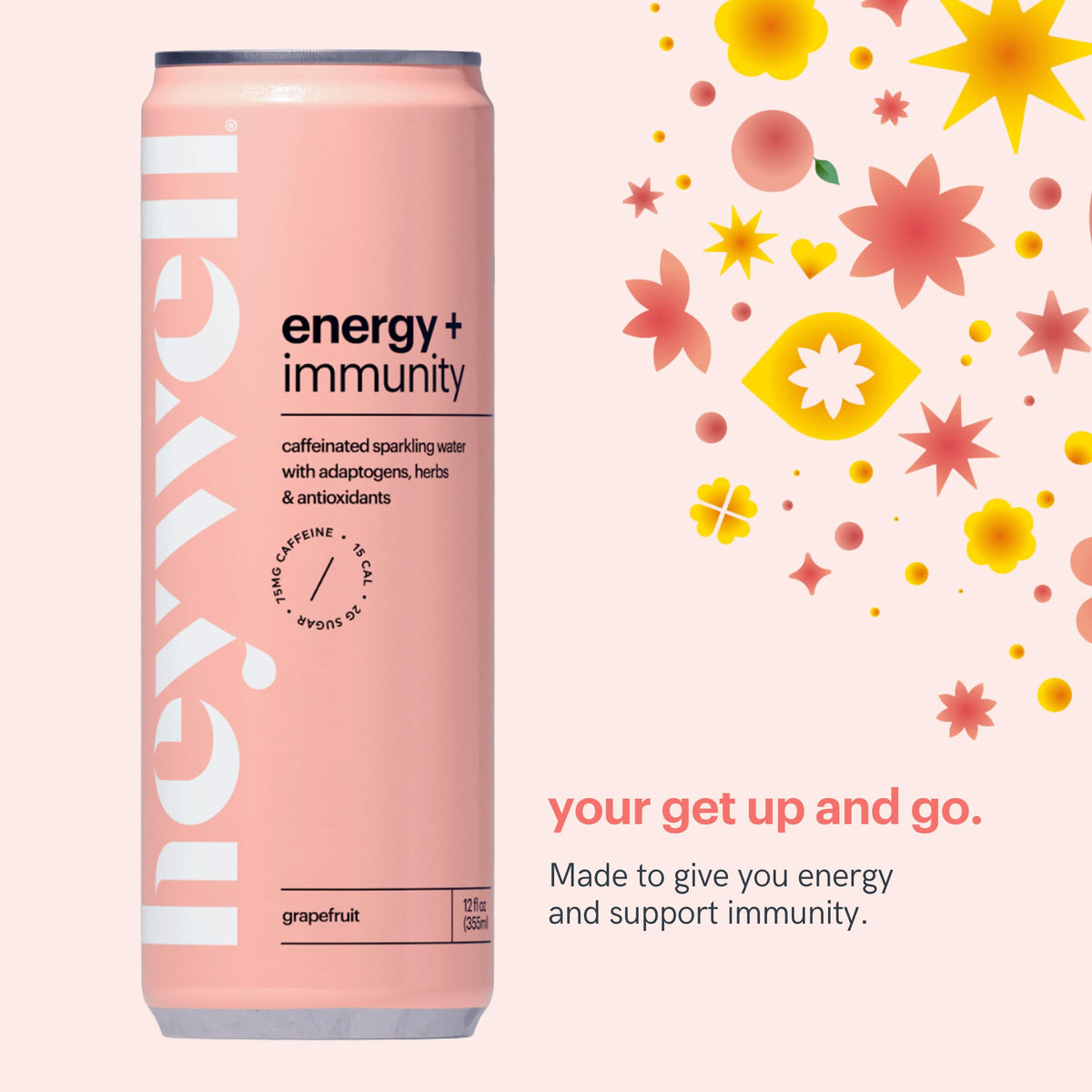 Heywell grapefruit can on the go highlights citrus flavor and energy.