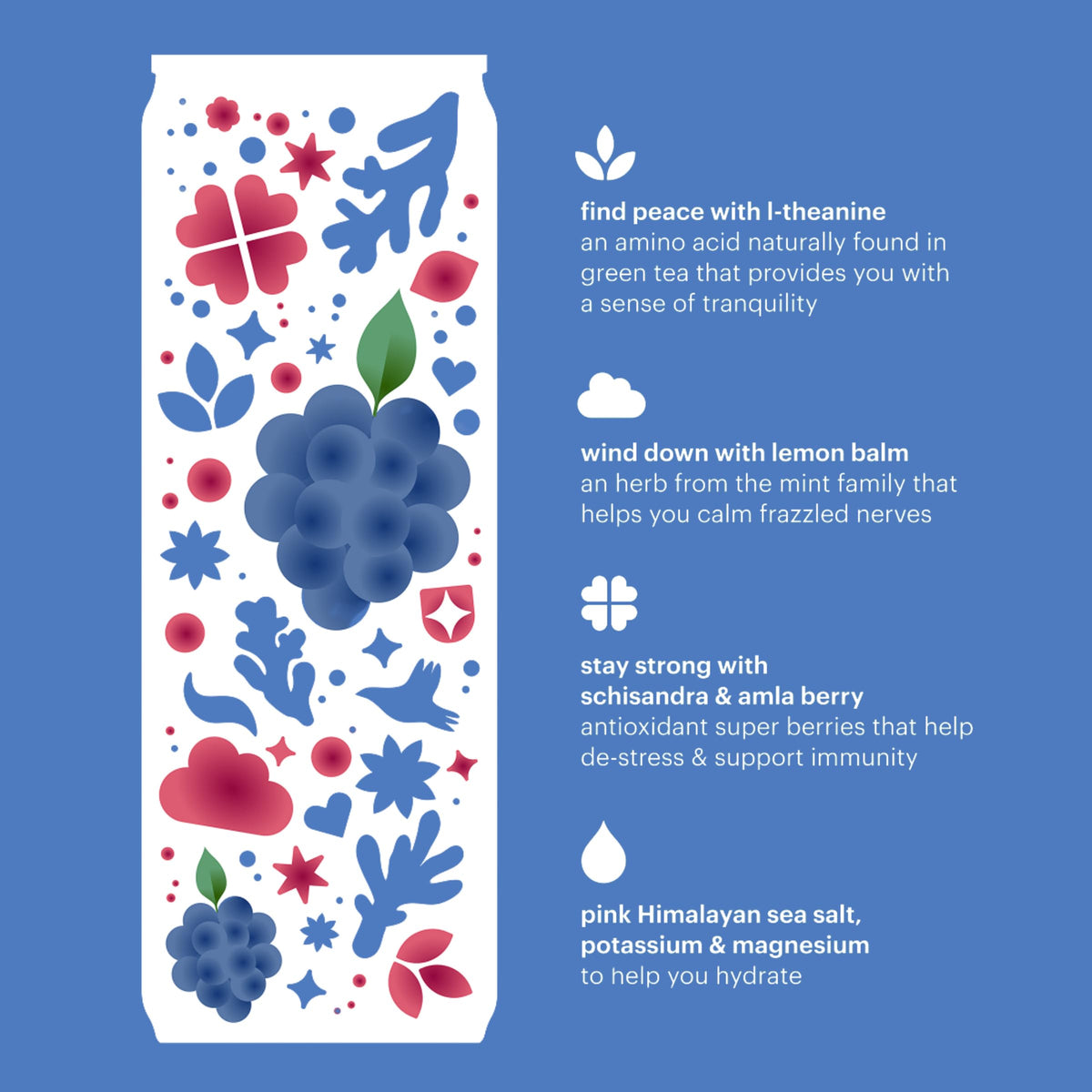 Heywell ingredients scene features Alma berry and adaptogens for vitamin C balance.