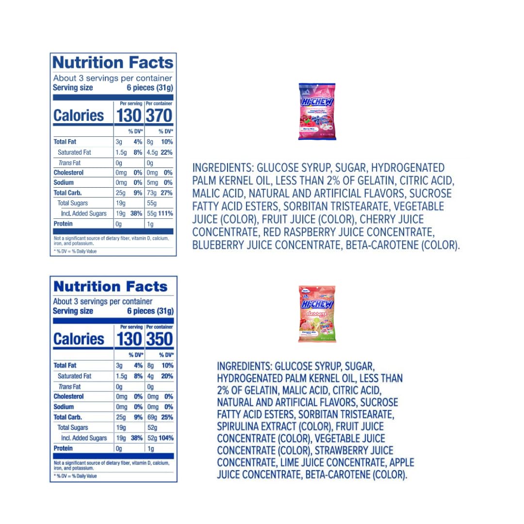 HI-CHEW bags for sharing at parties and road trips.