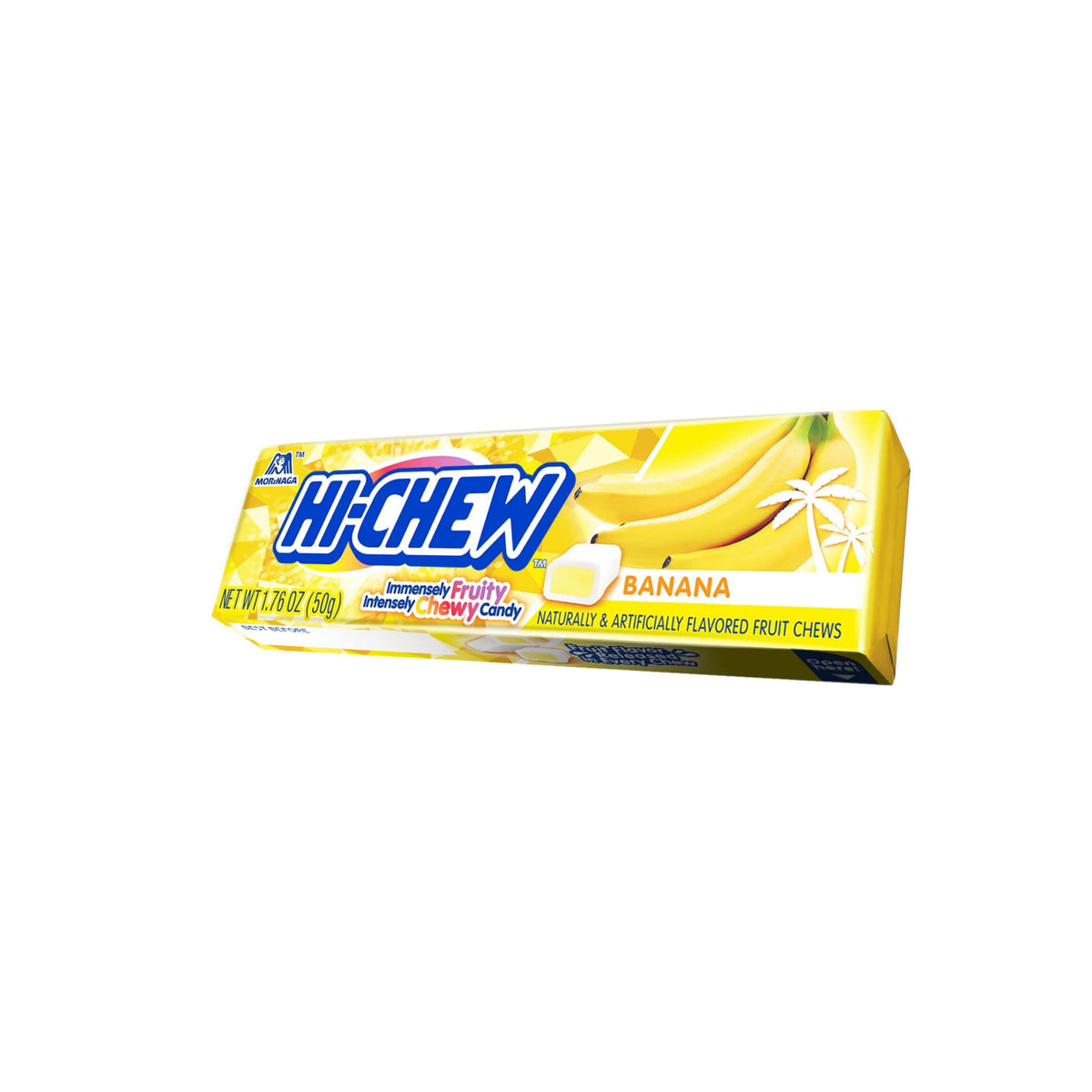 HI-CHEW Banana Sticks unwrapped candies reveal vibrant banana flavor and smooth chew