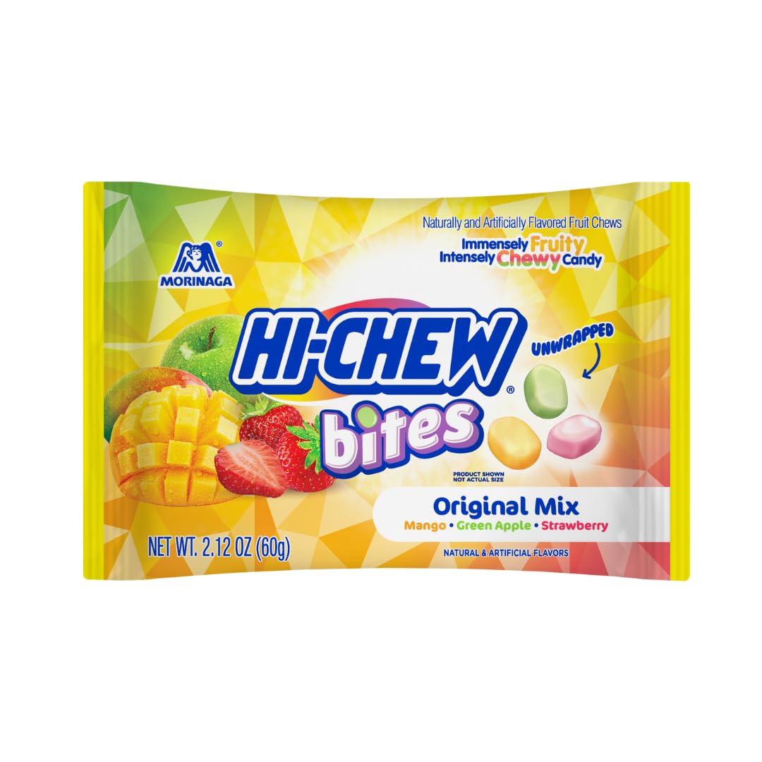 HI-CHEW Bites green apple pack, tart-sweet balance for study breaks.