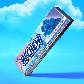 Close-up of HI-CHEW Blue Raspberry Stick texture and juicy flavor for a satisfying bite