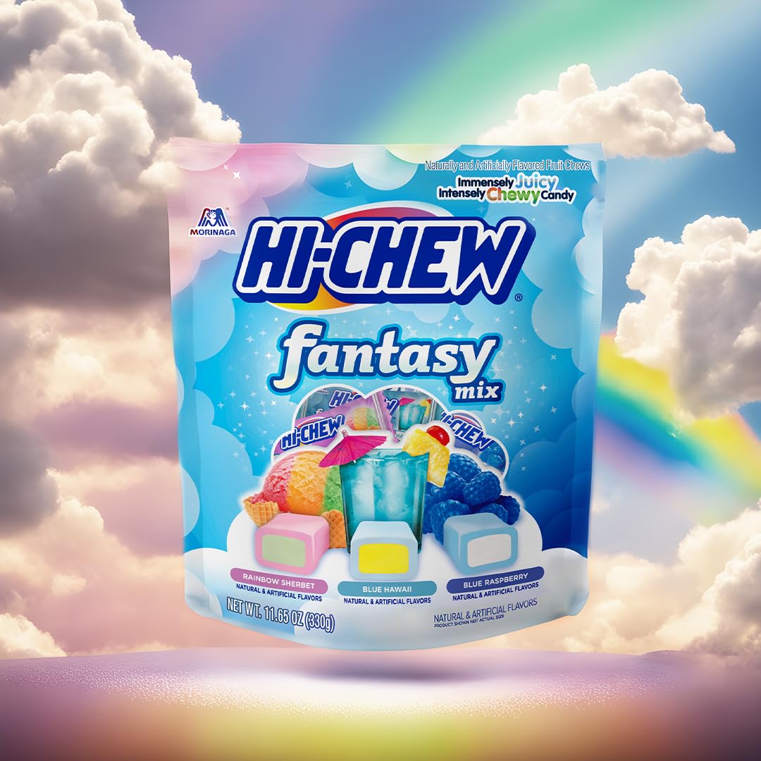 HI-CHEW Fantasy Mix Blue Hawaii pack front showing tropical flavors