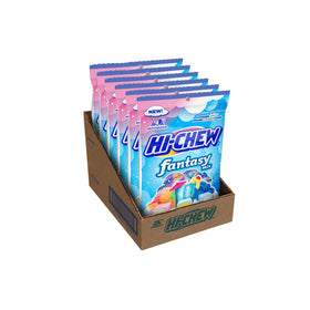 HI-CHEW Fantasy Mix Blue Raspberry candy showcases bold fruit notes.