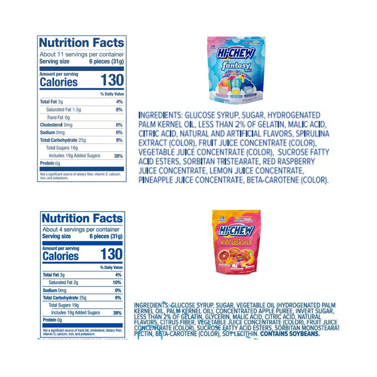HI-CHEW gluten-free ingredients and no synthetic colors for sharing.