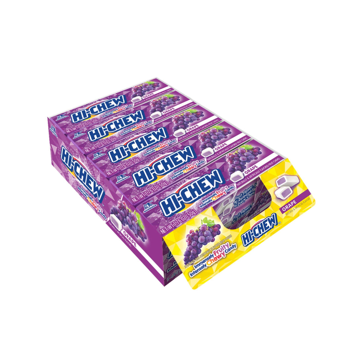 HI-CHEW Grape Sticks front-pack showcases vibrant grape flavor for on-the-go snacking