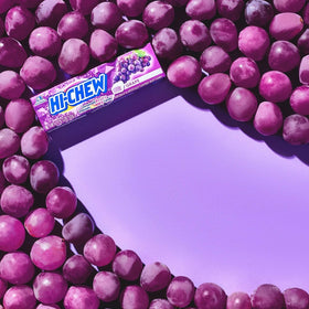 HI-CHEW Grape Sticks plated-serve suggests fun treat for sharing and quick pick-me-ups