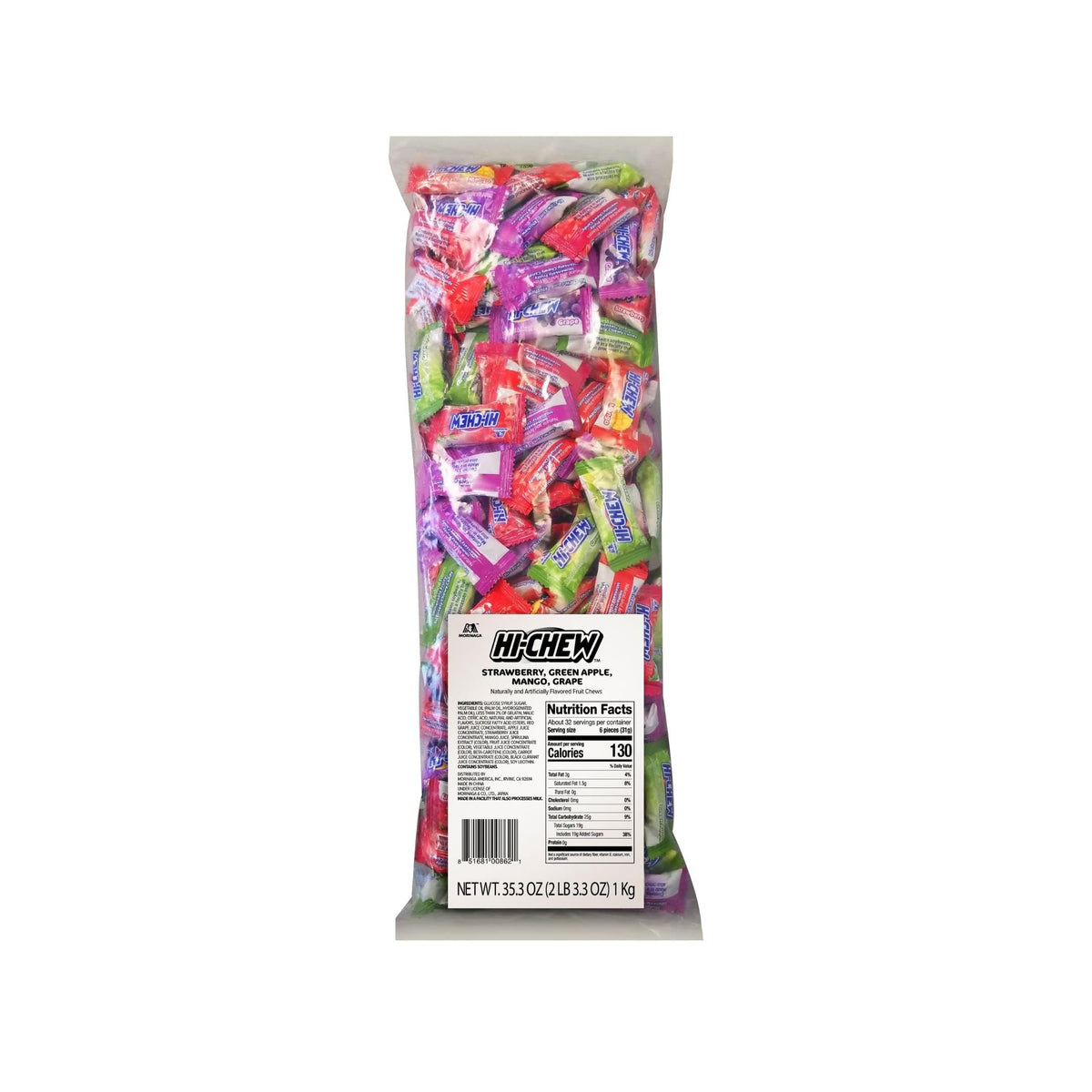 HI-CHEW green apple bulk pack with juicy, chewy bites for on-the-go snacking.