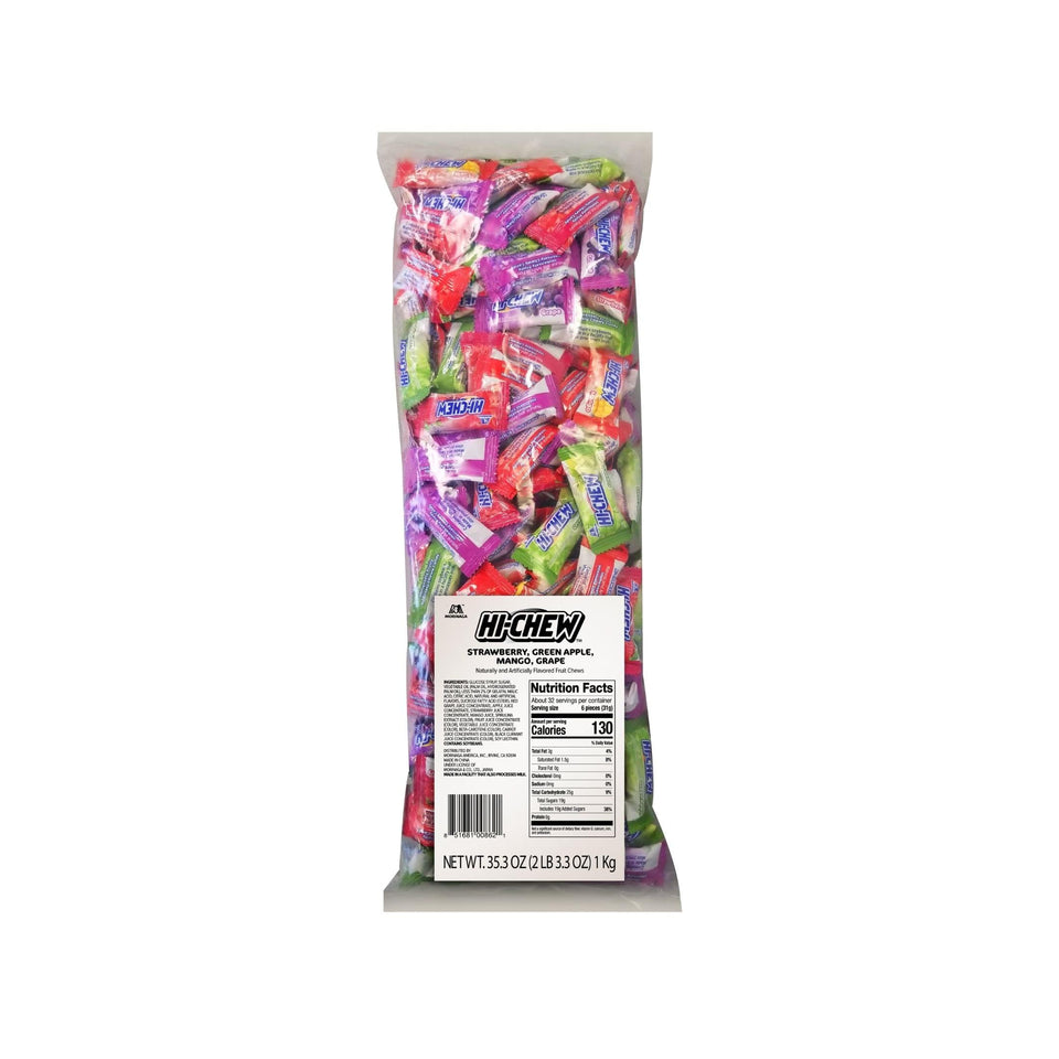 HI-CHEW green apple bulk pack with juicy, chewy bites for on-the-go snacking.