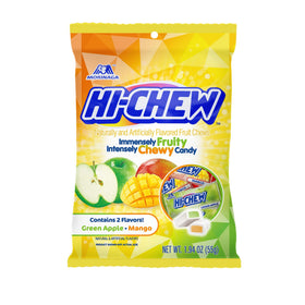 HI-CHEW Green Apple & Mango Mix front pack, perfect for sharing on the go.
