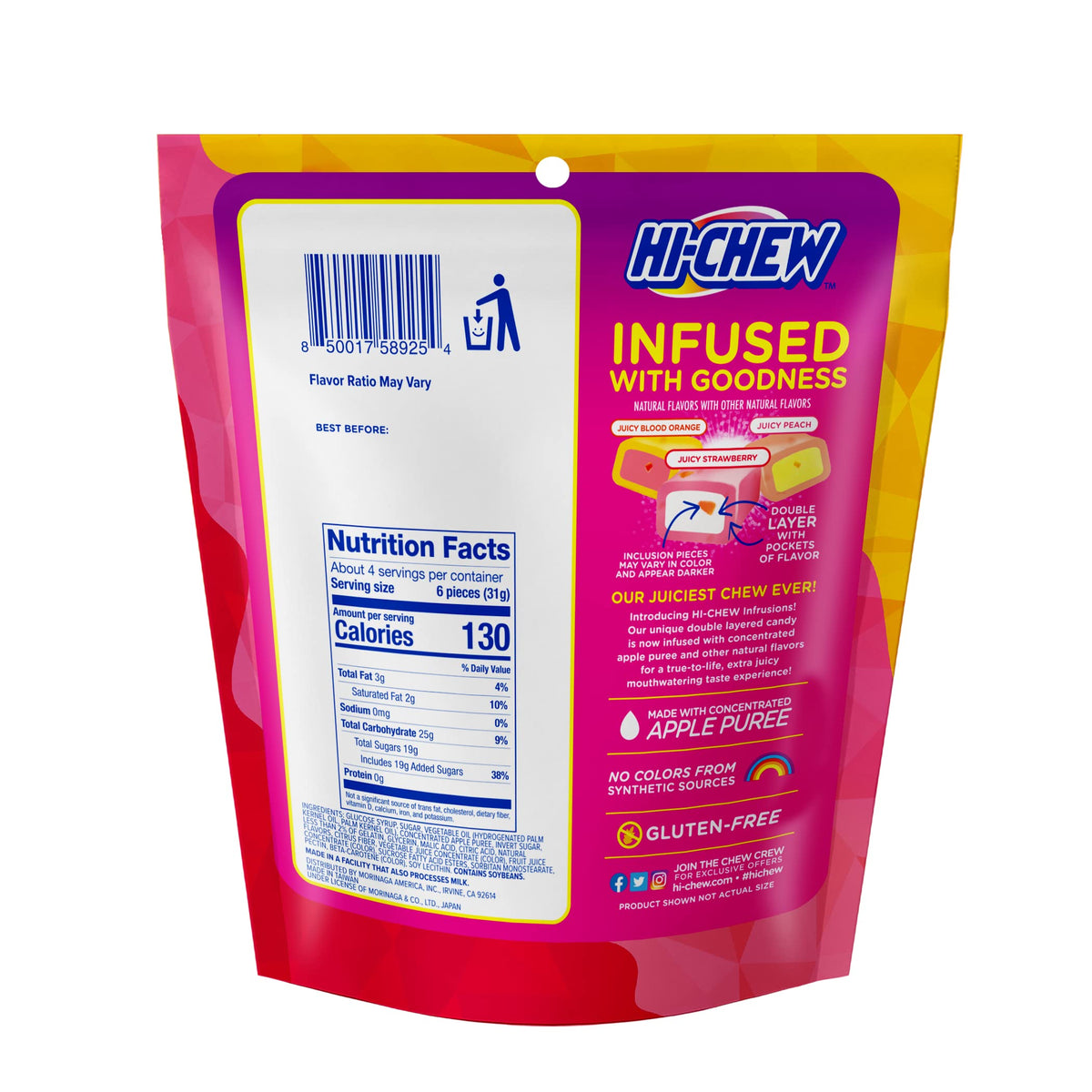 HI-CHEW Infrusions peach candy delivering juicy, sun-kissed fruit notes
