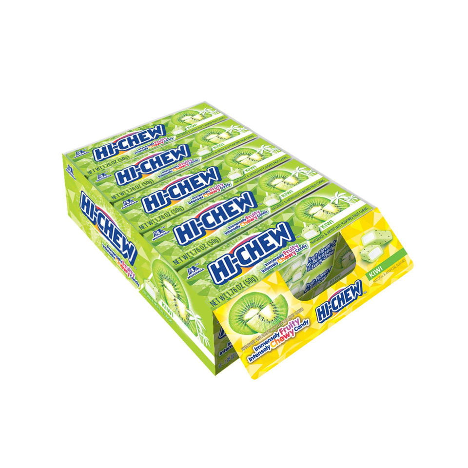 Hi-CHEW Kiwi Sticks 15-pack ready for on-the-go fruity snacking.