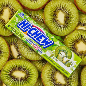 Hi-CHEW Kiwi Sticks juicy flavor close-up reveals real fruitiness.