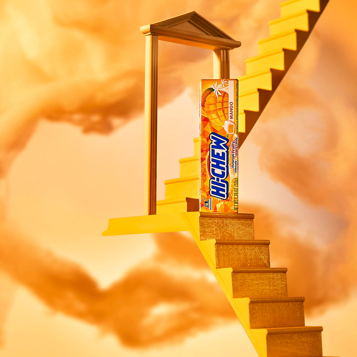 Group enjoying HI-CHEW Mango Sticks during break time clearly illustrates shareable fun