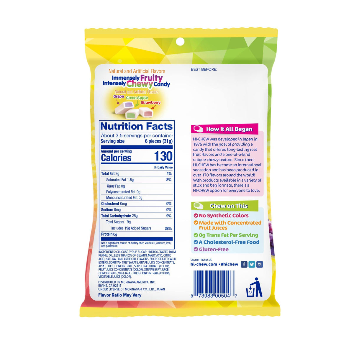 HI-CHEW Original Mix variety bags display, perfect party snack.