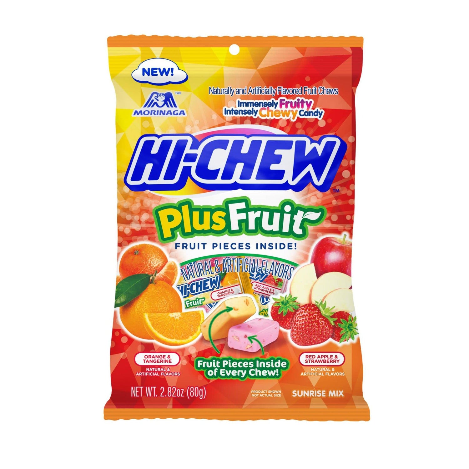 HI-CHEW Plus Fruit Mix orange-tangerine chews deliver juicy flavor