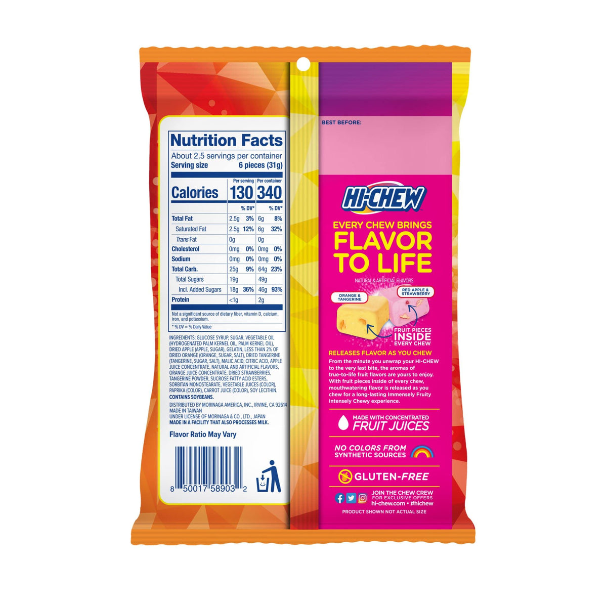 HI-CHEW Plus Fruit Mix red-apple-strawberry chews offer bright, tangy sweetness