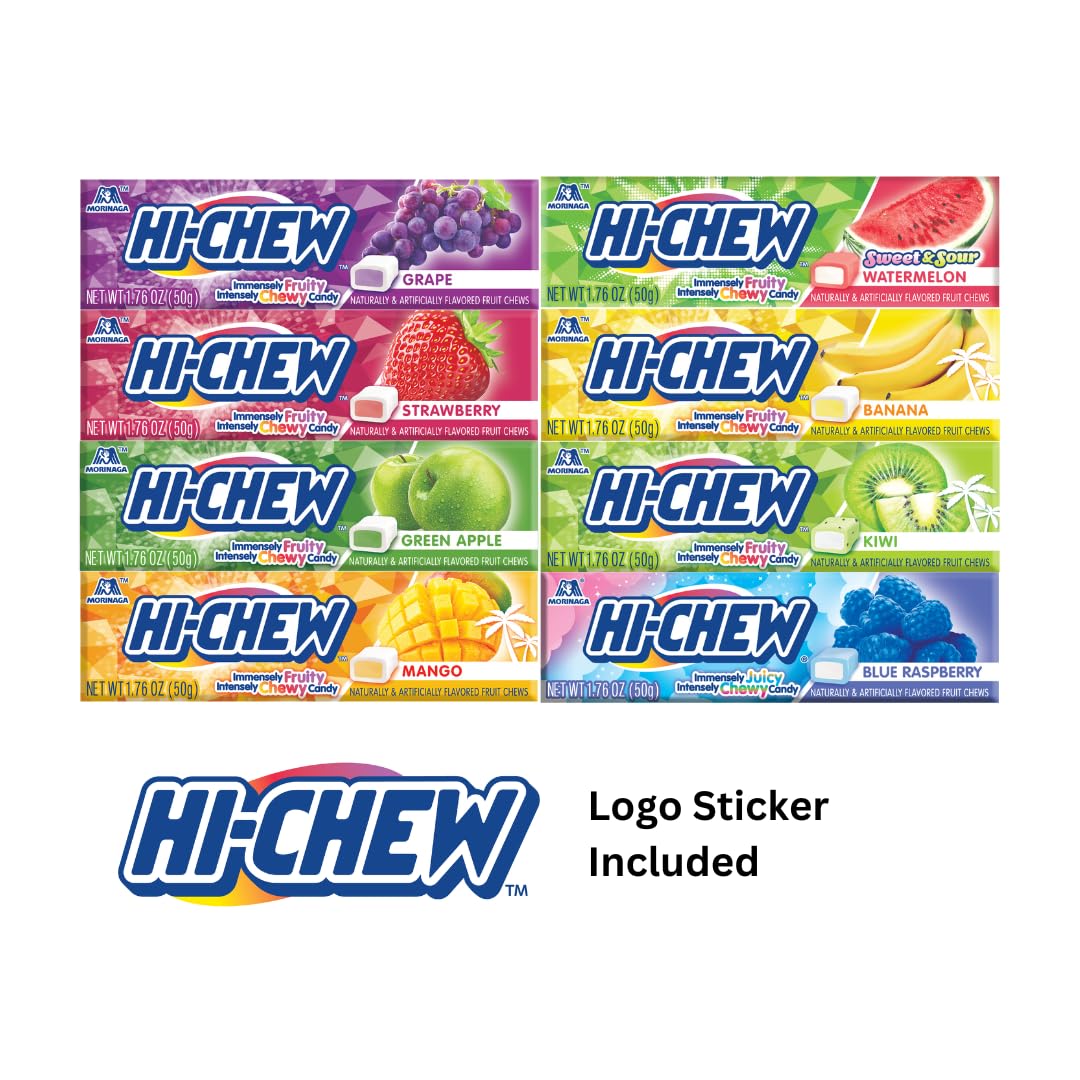 Close-up of HI-CHEW sticks showing multiple flavors and chewy texture