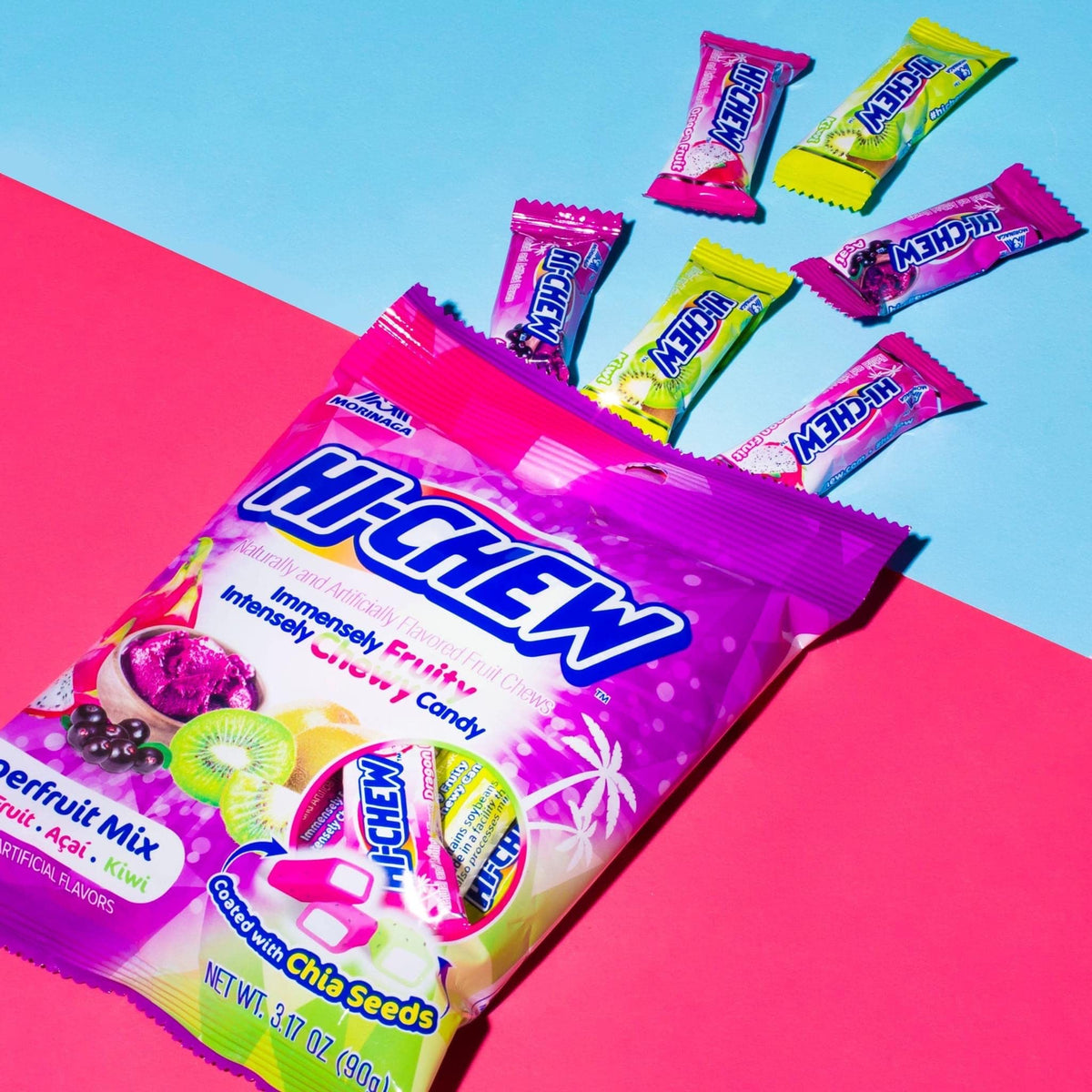 HI-CHEW Superfruit Mix colorful candies evoke global fruit flavors