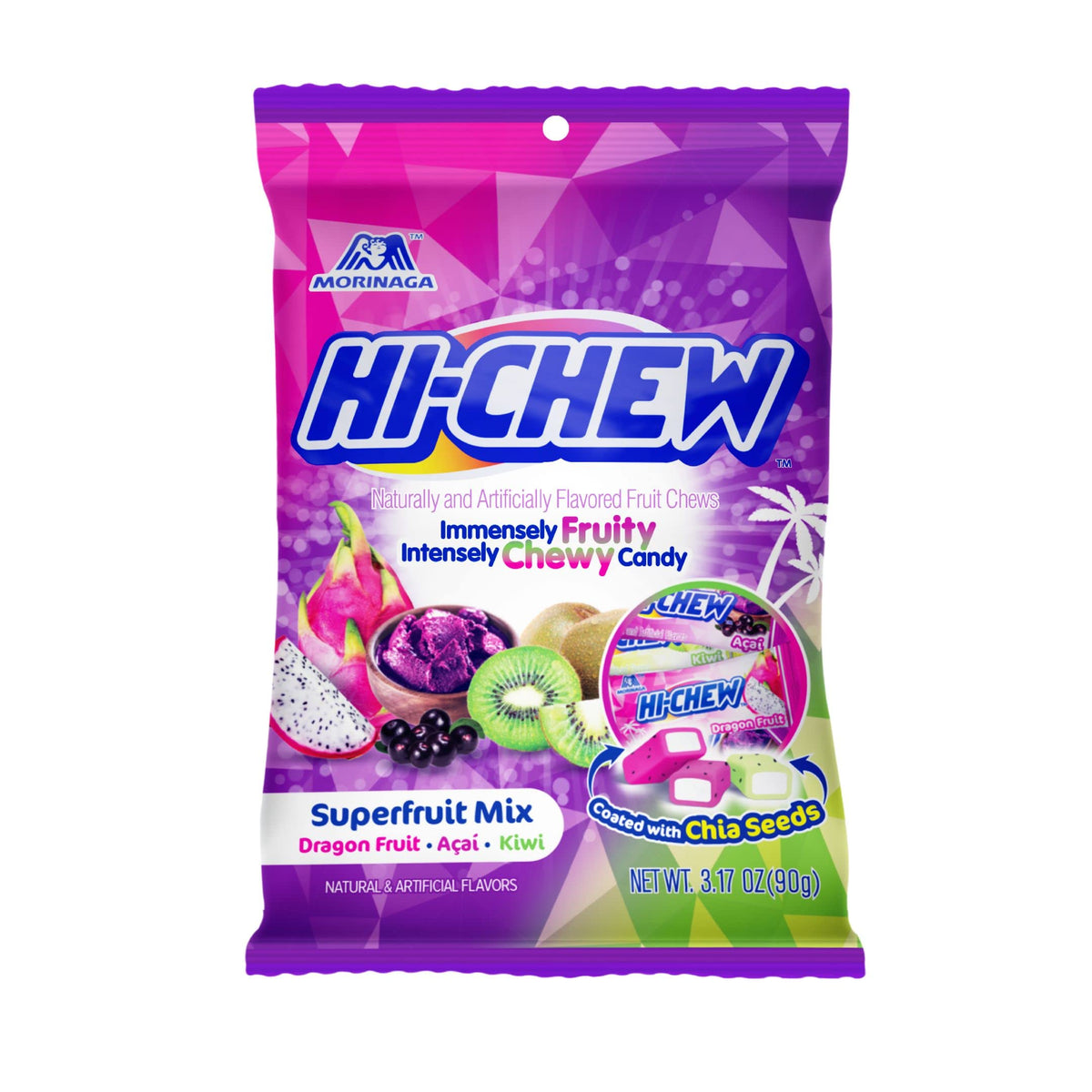 HI-CHEW Superfruit Mix packaging highlighting gluten-free option for snackers